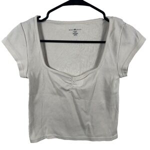 Brandy Melville White Ella Ruched Sweetheart Neckline Crop Top